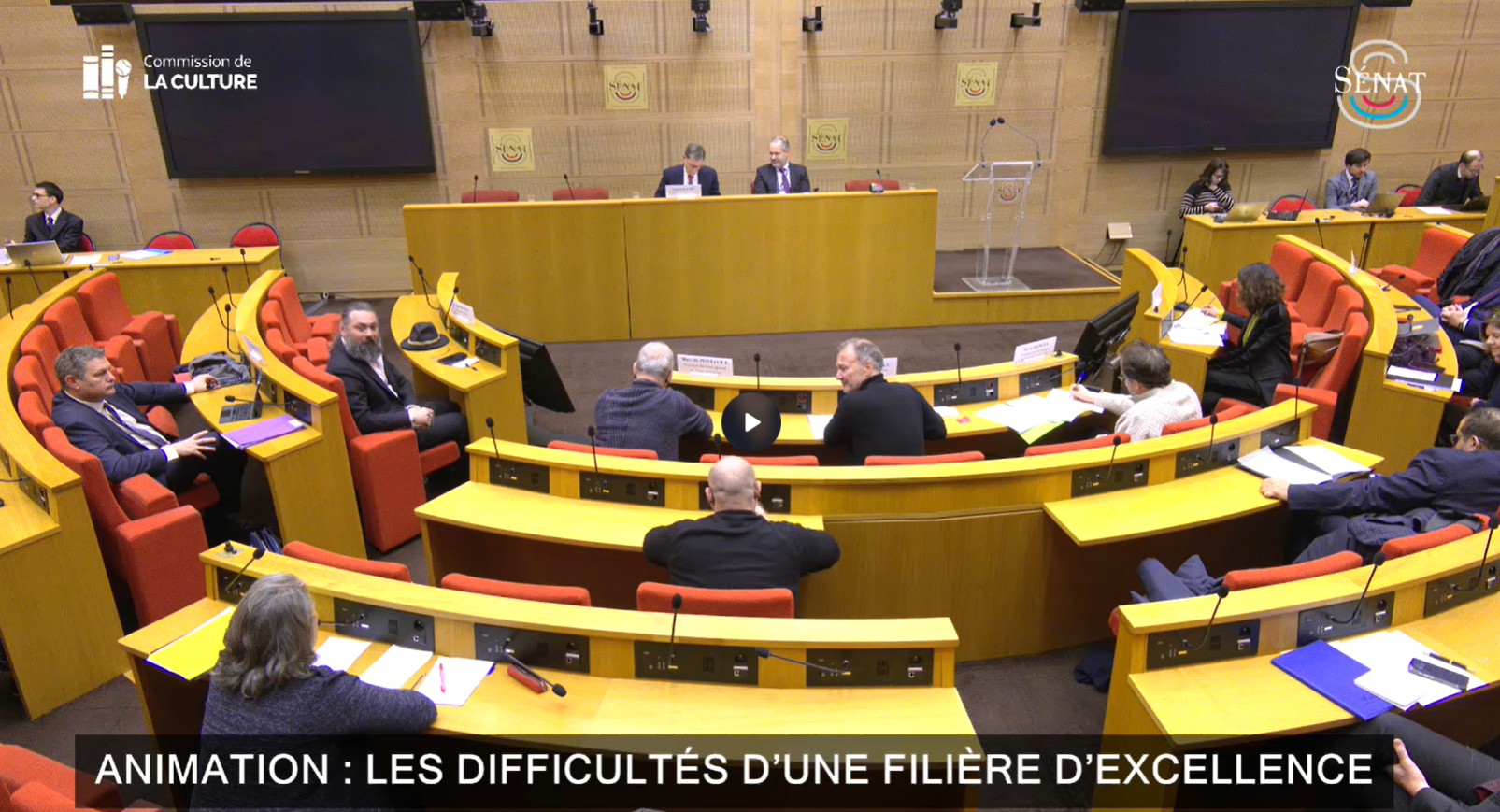 Table ronde au Sénat sur la crise de l'animation française avec Hervé Dupont de Fortiche Production. Les professionnels discutent des difficultés d'une filière d'excellence face au recul des plateformes et à la concurrence numérique.